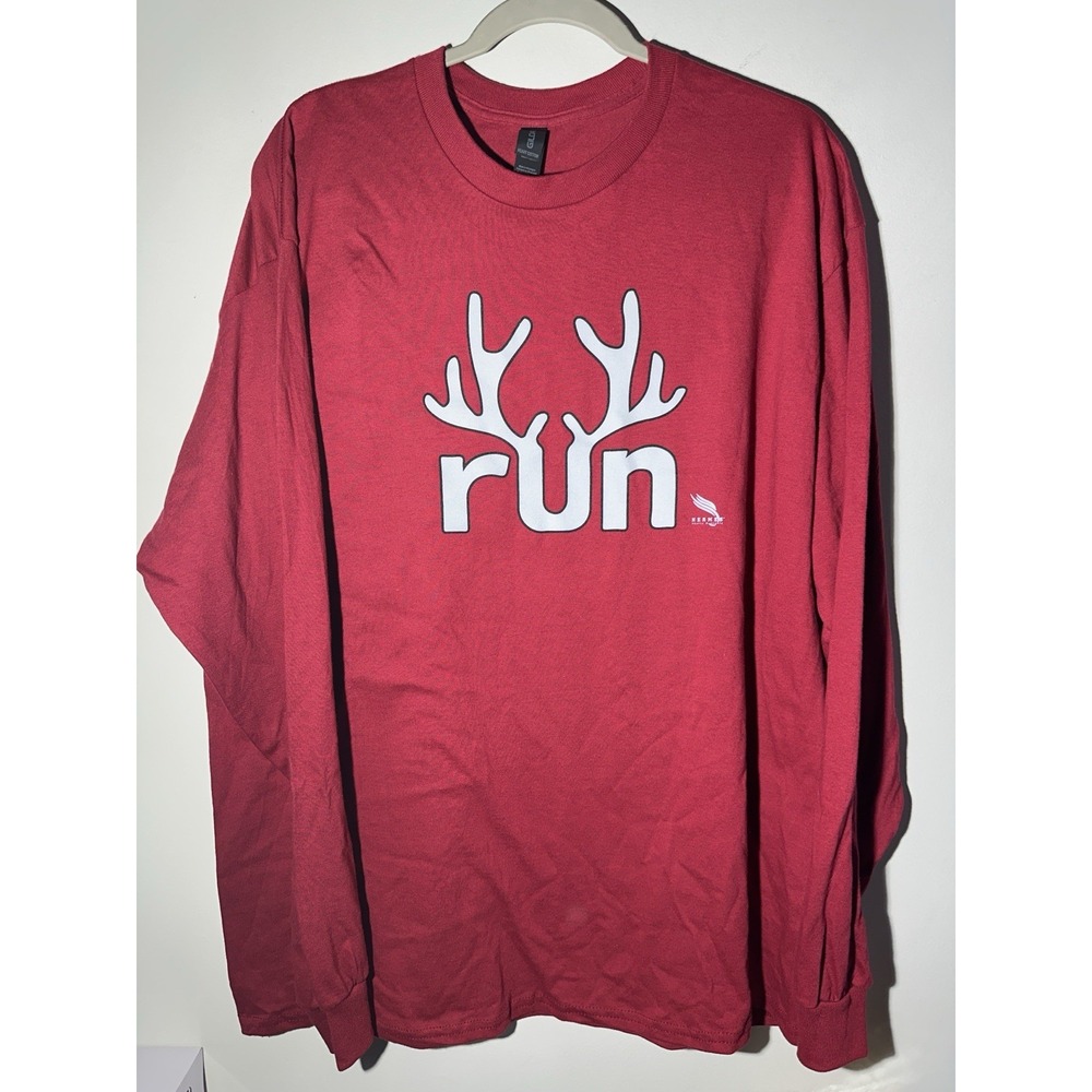 Reindeer Run Graphic Long Sleeve 100% Cotton T-Shirt Size XL